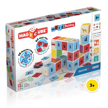 Geomag Magnetic Toys  Magnets for Kids  Magicube Word Building Fun  Magnetic Cubes and Letter Clips Set  STEM Learning  SwissMade  Age 3