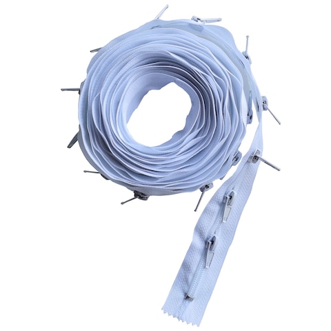 Bulk 5 Yards Long Zipper Roll for Sewing Coil Zippers by The Yard Bulk Continuous Zipper Roll for Sewing  Upholstery Zipper Chain with 15 Installed Sliders and Pull White Zipper