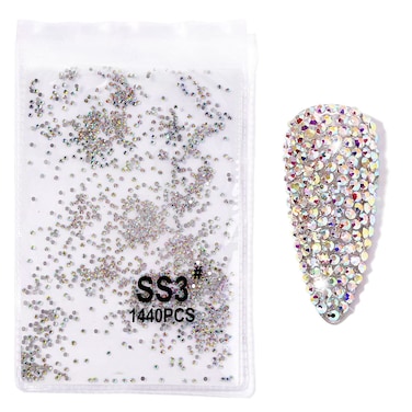 2880pcs SS3 13mm Crystals AB Nail Rhinestones Round Flatback Nail Art Glass Gems Beads Stones for Nails Decoration Jewels Accessories Crafts Eye Makeup Clothes Shoes 2880Pcs SS3