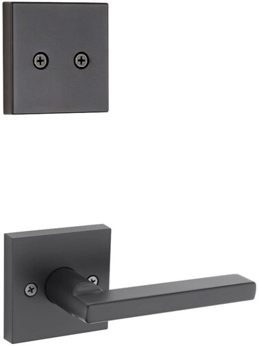 Kwikset 973HFLSQT514V1 Dummy Interior Halifax Lever Trim with Square Rose New Chassis Matte Black Finish