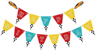 Bemoor Racecar Happy Birthday Banner PreStrung Race car Bday Party Sign Cars Pennant Bunting for Boy Men