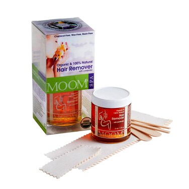 MOOM  Organic Sugar Wax Hair Removal Kit For Underarm Face and Bikini Zone Waxing Kit Includes Sugar Wax Infused with Lavender Wax Strips  Waxing Sticks Ideal for Sensitive Skin  6 ounces