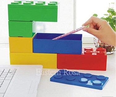 BlueRedGreenYellow Four Color Cube  Cuboid Building Boxes Plastic Table Storage 657326 x 326 x 236 Combo Totally 8 Building Boxes