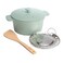 Goodful AllInOne Pot Multilayer Nonstick High Performance Cast Dutch Oven With Matching Lid Roasting Rack And Turner Made Without PFOA Dishwasher Safe Cookware 47Quart Sage Green