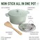 Goodful AllInOne Pot Multilayer Nonstick High Performance Cast Dutch Oven With Matching Lid Roasting Rack And Turner Made Without PFOA Dishwasher Safe Cookware 47Quart Sage Green