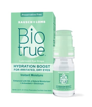 Biotrue Hydration Boost Eye Drops Preservative Free Soft Contact Lens Friendly for Irritated and Dry Eyes from Bausch  Lomb Naturally Inspired 033 FL OZ 10 mL