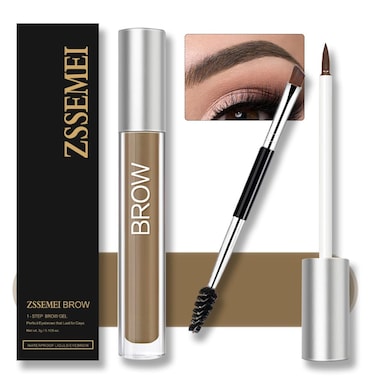 Waterproof Eyebrow Gel for Long Lasting Highly Tinted Liquid Eye Brow Makeup Sweatproof Natural Brunette