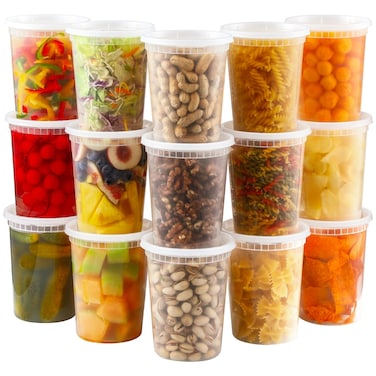 AOZITA 20 Sets 32 oz Plastic Deli Food Containers With Lids Airtight Food Storage Containers FreezerDishwasherMicrowave Safe Soup Containers For Takeout Meal Prep Storage