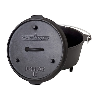 Camp Chef Deluxe 10 Dutch Oven  Cast Iron Dutch Oven with Lid  Lid Lifter for Indoor  Outdoor Cooking  6 Quarts