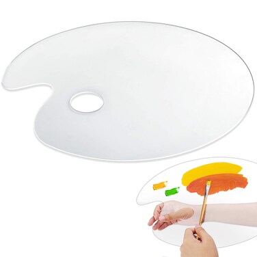 Clear Plastic Paint Palettes  Big Size NonStick Acrylic Palette Oval Artist Paint Mixing Palette for Acrylic Oil Paints Mixing  Easy Clean 12 x157