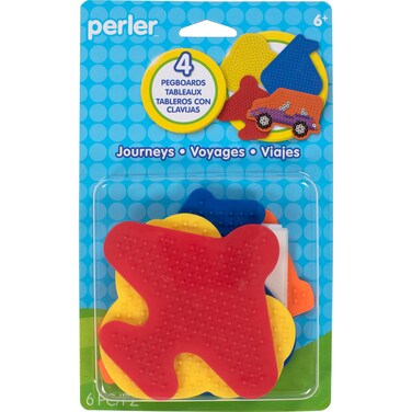 Perler SUV Sailboat Car and Airplane Fuse Bead Pegboard Set with Ironing Paper Multicolor Small 6 Piece