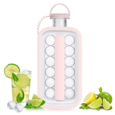 LittleStar Ice Cube Trays 2 in 1 Portable Ice Ball Maker Kettle With 17 Grids Flat Body Lid Cooling Ice PopCube Molds For HockeyCocktailCoffeeWhiskeyChampagneBeerJuiceWater Pink
