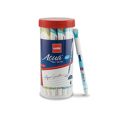 Cello Aqua Blue Gel Pen Jar of 25 Units  Gel Pens Blue  Jar of 25 Units  Gel Pens Set for Students  Pens for Office Use  Gel Pens for Writing  Waterproof Gel Pen
