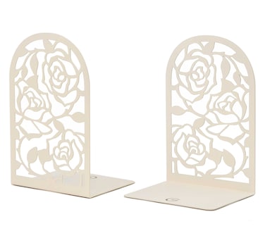 CNK Book Ends Premium BookEnds for Bookend Shelves Book Stopper Metal Book Ends for Home Office Heavy Books Book Shelf Holder Home Decorative Book Stoppers Book Holder Rose White