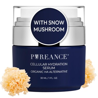 PUREANCE Organic Hydrating Serum for Face  Tremella Mushroom Stimulates Collagen and Cellular Growth Hyaluronic Acid Serum Enhances Moisture and Nourishes Skin