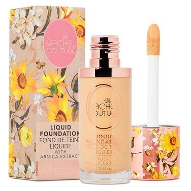 Rachel Couture Lightweight Liquid Foundation with Buildable Coverage  Matte Finish  Vegan  CrueltyFree  SkinNourishing Arnica Extract Infusion  118 Fl Oz  Ivory