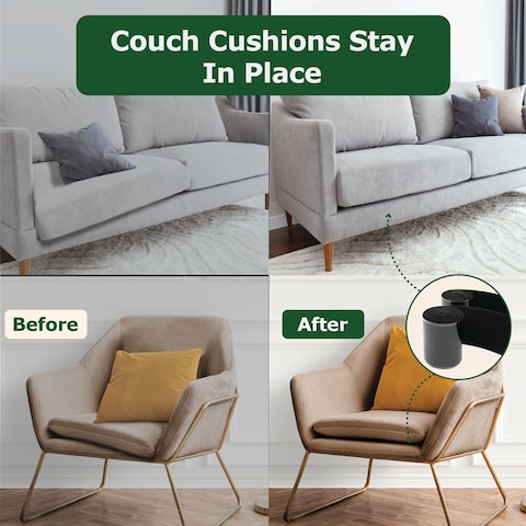 ECOHomes Heavy Duty Strips for Couch Cushions 4 Inch x 65 FT Keep Sofa Cushions from Sliding  Adhesive Hook And Loop Tape Roll To Prevent Sliding Couch Cushion Outdoor Non Slip Furniture Grip Black
