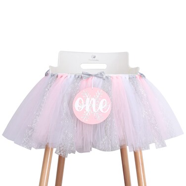 Winter Onederland 1st Birthday Banner Girl  Winter Pink Tutu High Chair Snowflake First Birthday Decoration Baby Photo Props Winter Wonderland Party Decorations