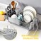 TOOLF Dish Rack 304 Stainless Steel Dish Drying Rack for Kitchen Counter Dish Drainer with Cutlery Holder for Large Capacity Grey