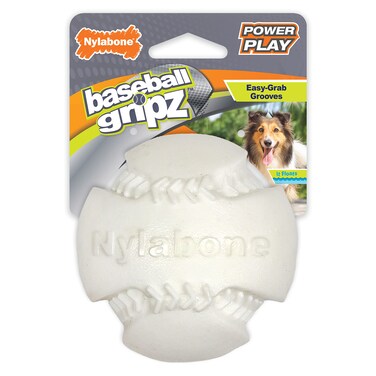 Nylabone Power Play Baseball Gripz Fetch Toy Squeaky Ball Chew Toy for Dogs Medium 1 Count