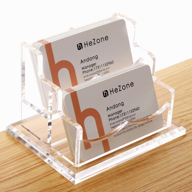 Business Card Holder for Desk 2 Tier 2 Slots Clear Acrylic Business Card Display Stand for Women and Men Organize 100 Cards1 Pack 2 SlotsH