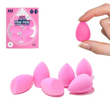 AOA STUDIO Collection MiNi Makeup Sponge Set Blender Latex Free and Highdefinition of 6 For Powder Cream Liquid Super Soft Wonder Beauty Cosmetic 3 Tear Drop  Beveled Shape Pink