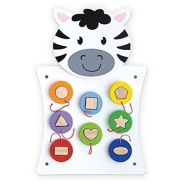 SPARK  WOW Zebra Activity Wall Panel  Ages 18m  Montessori Sensory Wall Toy  Nesting Shape Activity  Busy Board  Toddler Room Dcor