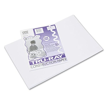 TruRay Construction Paper 50 Recycled 12 x 18 White Pack Of 50