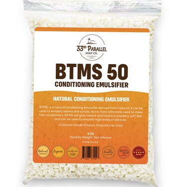 33rd PARALLEL  BTMS 50 4 oz Conditioning Emulsifier  100 Natural Plant Derived  Behentrimonium Methosulfate Cetearyl Alcohol Emulsifying Conditioner  Product of USA 4 Ounces