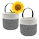SOQKEEN Cotton Rope Hanging Baskets for Organizing 2 Pcs Round Small Wall Basket with Handles Woven Organizer Storage Basket for Kitchen Bedroom Living Room Office6x6 Black  White