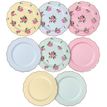 BTaT Porcelain Floral Plates Royal Dessert Plates 8 inch Set of 8 Appetizer Plates Floral Plates Salad Plates Small Plates Small Plates Set Small Dishes Dinnerware