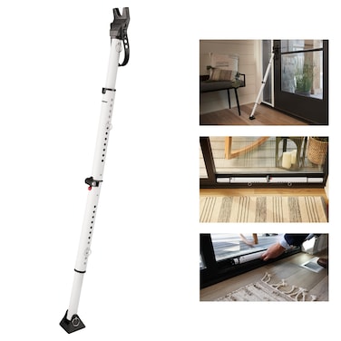 Master Lock Compact Door Stopper Folding Security Bar Adjustable for Hinged and Sliding Doors White 270EC