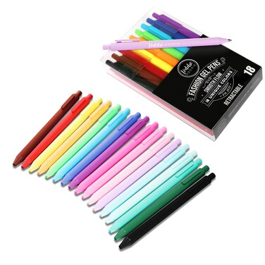 Loddie Doddie Retractable Gel Pens with Satin Barrel  Fine Point  18 Bright Color Pens for Bullet Style Journals Notebooks Planners Calendars Notes  Drawing Use at Home Office School Crafts