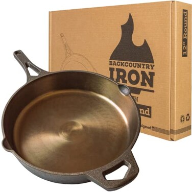 Backcountry Iron 12 Inch Smooth Wasatch PreSeasoned Round Cast Iron Skillet
