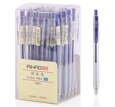 xixixiaozhu 1901 Retractable Ballpoint Pen with Soft Grip Fine Point 07mm 40Pack Blue Ink