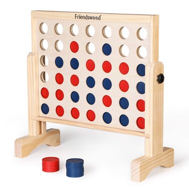 A11N 4inaRow Game with Carrying Bag  20x20 inch Board  Premium Wooden 4 Connect Game for Family Fun