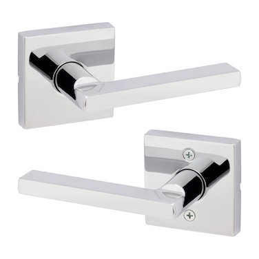 Kwikset Halifax Interior Passage Door Handle Lever For Closet and Hallway Doors Reversible NonLocking Handle Lever Polished Chrome Square Rose