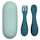 TUM TUM Baby Cutlery with Case Baby Spoon  Fork Set Baby Cutlery for Babies First self Feeding Cutlery Silicone Baby Spoon  Fork 6 Months Plus Blue