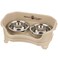 Neater Feeder  Express Model  MessProof Dog Bowls Small Almond  Made in USA  Elevated No Spill NonTip NonSlip Raised Stainless Steel Food  Water Pet Bowls
