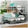 7 code Large Dish Drying Rack for Kitchen Counter Detachable Large Capacity Dish Drainer Organizer with Utensil Holder 2Tier Dish Drying Rack with Drain Board Black