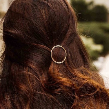 Yheakne Circle Hair Clip Barrette Hollow Round Gold Hairpin Minimalist Bobby Pin Geometry Metal Hair Accessories for Women and Gilrs Gold Circle