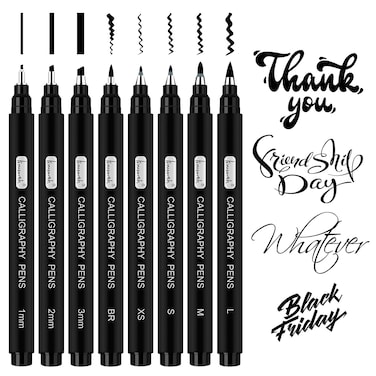 Brusarth Calligraphy Pens8 Size Calligraphy Pens for WritingBrush Pens Calligraphy Set for Beginners Hand Lettering Pens