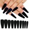 AddFavor 400pc Long Press on Nails Matte Coffin Ballerina Full Cover Fake Nail Tips DIY Acrylic False Nails for Women Girls Nail Art Decoration Black White Pink Nude