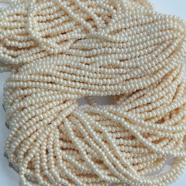 Seed Beads 110 Czech Ivory Cream Pearl Full Hank Pack Glass Beads
