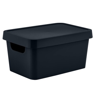 Simplify Small Vinto Storage Box  Click Tight Lid  Dimensions 976 x 669 x 484  Stackable  Home Organization  2 Handles  Black Charcoal 1 Count Pack of 1