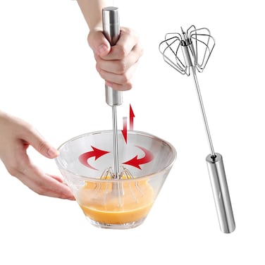 12 Inch Stainless Steel SemiAutomatic Whisk Handhold PushType Egg Beater for Home Kitchen Stainless Steel Eggbeater