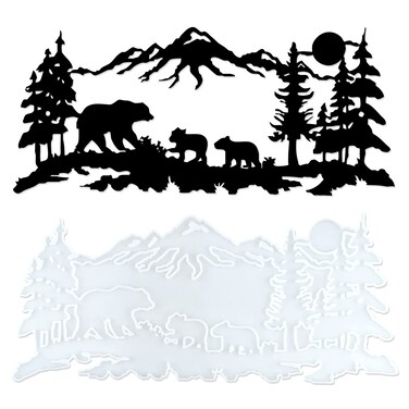 Bear Wall Hanging Resin Silicone Mold Bears Family Epoxy Casting Mold for Wall Hanging Mount Decor DIY Wall Door Art Home Party Unique Decoration