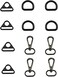 Longdex 12pcs Buckles 4pcs 08 Inside Diameter D Ring Buckle  4pcs 19x08 Swivel Eye Lobster Snap Clasp Hook  4pcs 1 Oval Diameter Triangle Buckle