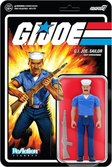 Super7 GI Joe Sailor Blueshirt MustacheTan  375 GI Joe Action Figure with Accessory Classic Cartoon Collectibles and Retro Toys