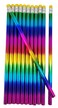 Zugar Land Shiny Metallic Colorful Rainbow Standard 2 Lead Pencils 75 Wood with Top Eraser 12